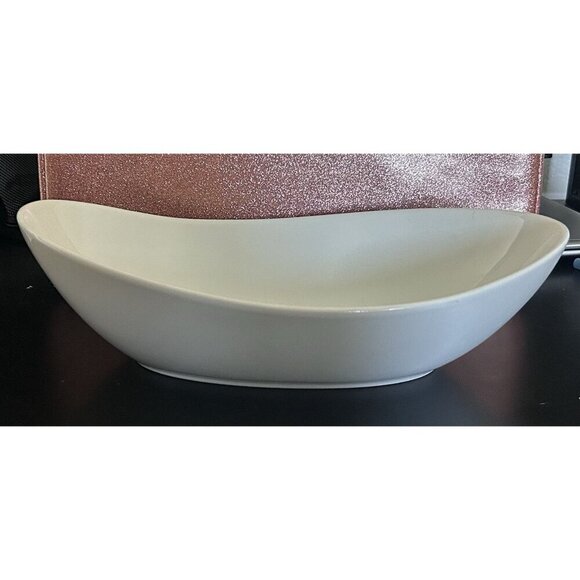 Sides by Over and Back White Oval Porcelain Serving Bowl Dish 12" Long - Picture 4 of 5